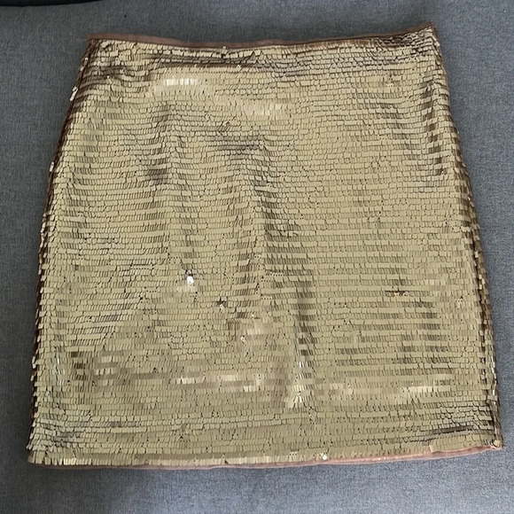 H&M Matte Gold Sequence Skirt Size 8 - Picture 2 of 8